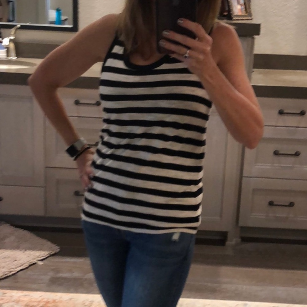 Black and White striped racer back tank top